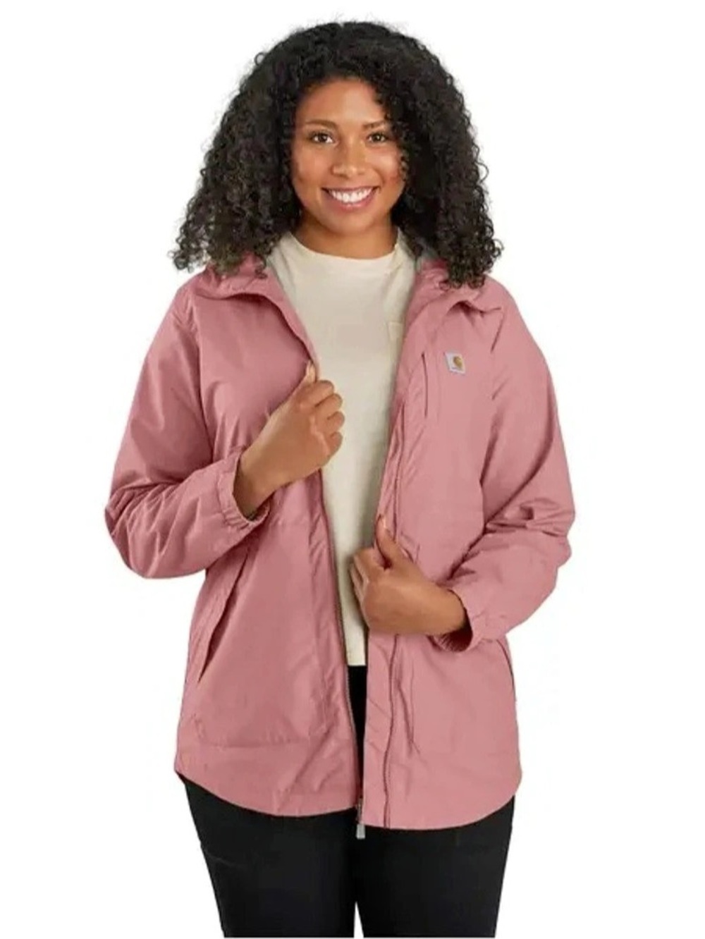 Carhartt Rockford Rain Defender Hooded Rain Jacket Dusty Rose Pink Large